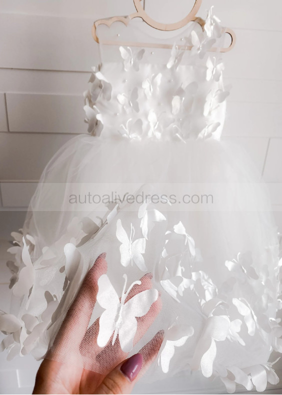 Ivory Butterfly Tulle Fairytale Flower Girl Dress